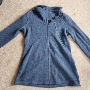 prAna Ebba Women’s M Blue Wool Blend Tunic Sweater – Cowl Neck